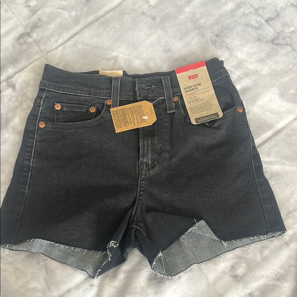 Levi's High-Rise Black Denim Shorts